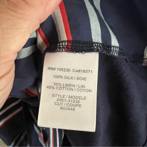 Soft Joie Silk Linen Striped Pocket Sleeveless Dress Small Coastal Grandma - Picture 6 of 7